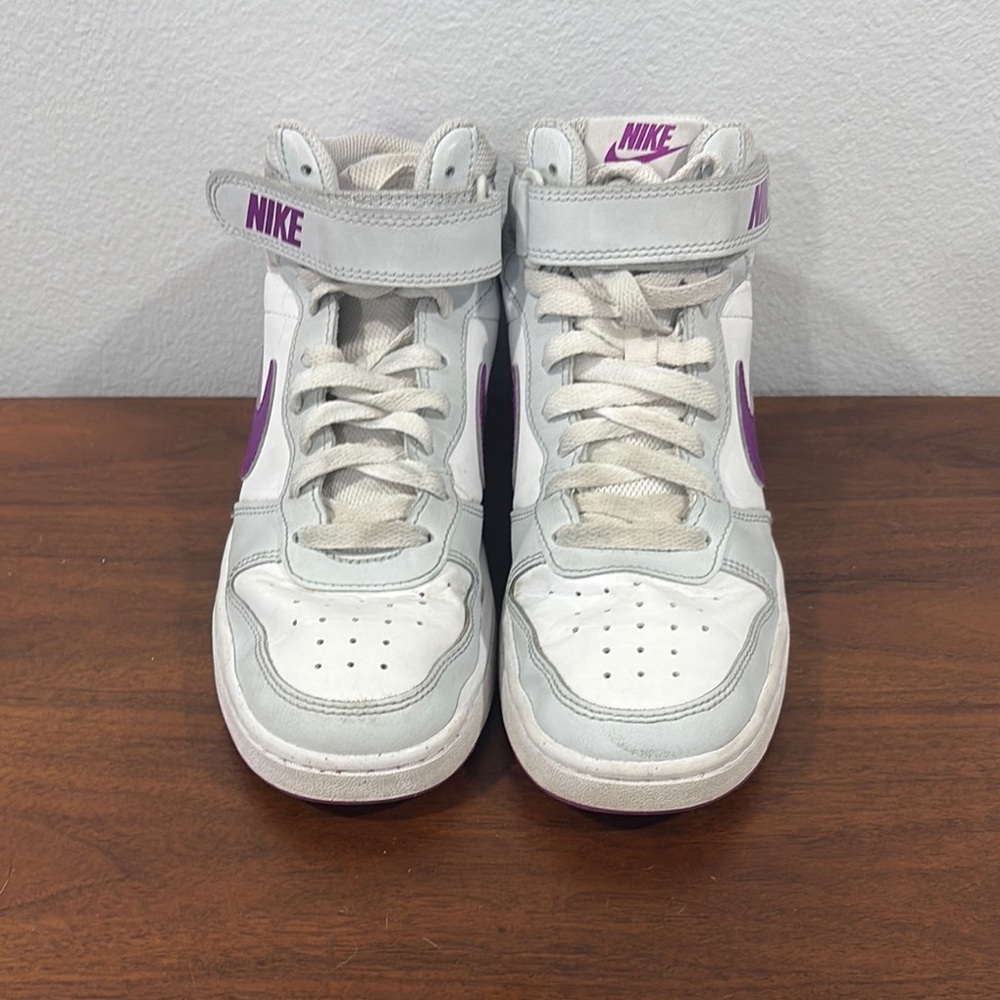 Nike Court Borough Mid 2 White and Purple High-Top Sneakers Classic Design